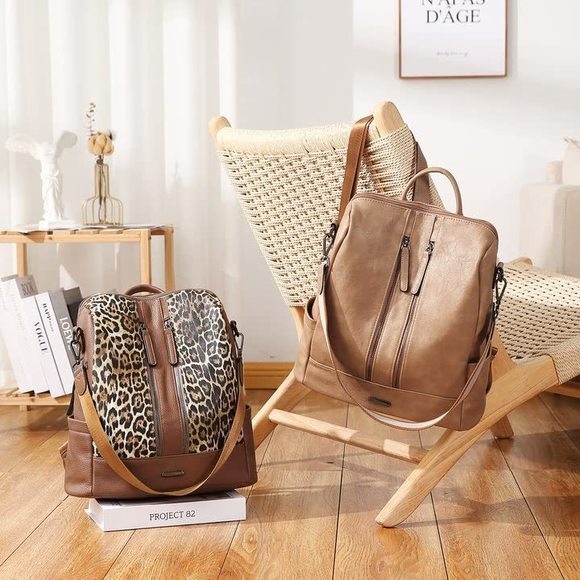 Backpack Purse Fashion Leather Backpack Convertible Large Travel -_-